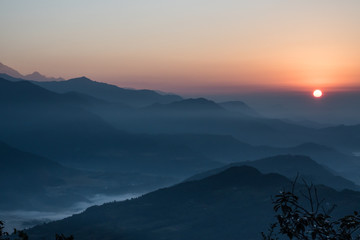 Rising sun in the Himalayas