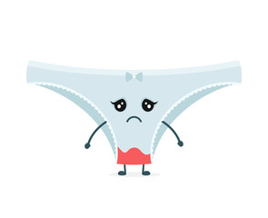 Blood stain on sad panties. Vector flat 