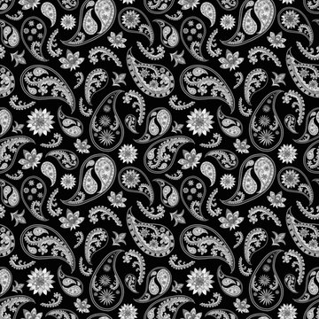 Black and white paisley pattern
