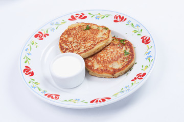 potato pancakes with sour cream