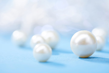 pearls on the blue background