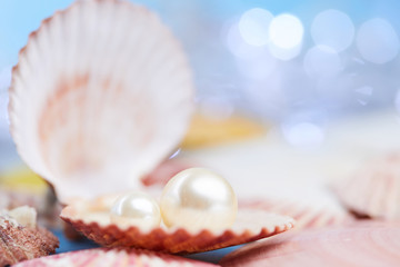 pearls on the blue background