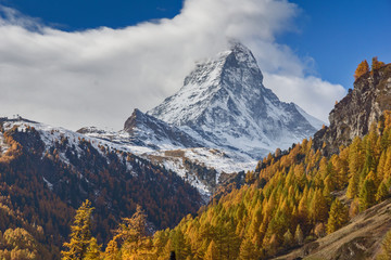 Amazing view of mount Matterhorn from Zermatt, Alps, Switzerland 
