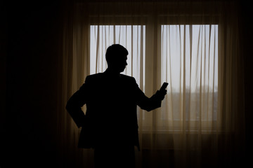 Businessman preparing for work