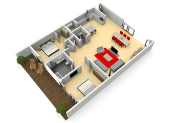 cgi 3d view of a modern home or apartment