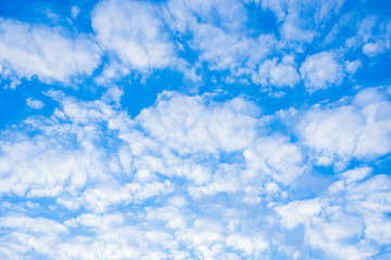 Obraz premium Beautiful spring blue sky with white feather clouds