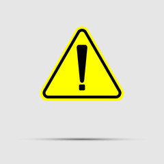 Exclamation mark symbol,Yellow Warning Dangerous icon on white background,