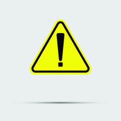 Exclamation mark symbol,Yellow Warning Dangerous icon on white background,