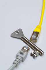 Two ethernet connectors divided by a key