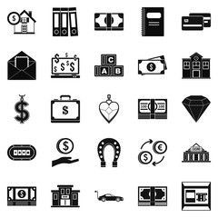 Deposit account icons set, simple style