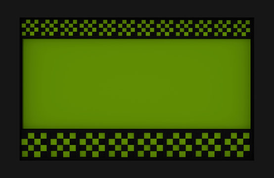 Abstrakter Hintergrund mit Balken aus Würfeln mit Schachbrettmuster in apfelgrün und schwarz. 3d render