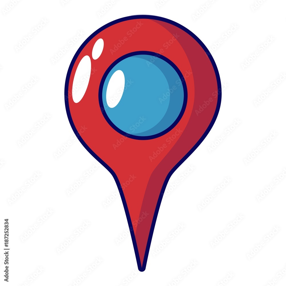 Poster map pointer icon, cartoon style