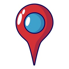 Map pointer icon, cartoon style
