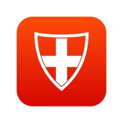 Shield for protection icon digital red