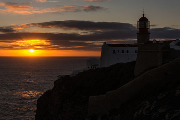 Fototapeta na wymiar Cape St. Vincent lighthouse Cabo de Sao Vicente