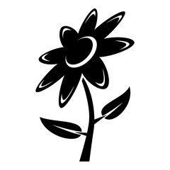 Flower icon, simple black style