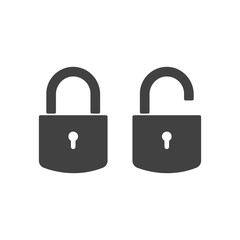 Lock and Unlock icon in trendy style - simple flat design isolated on white background, vector