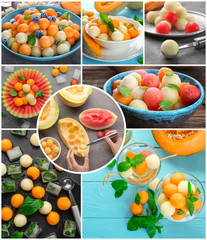Collage wit tasty melon balls