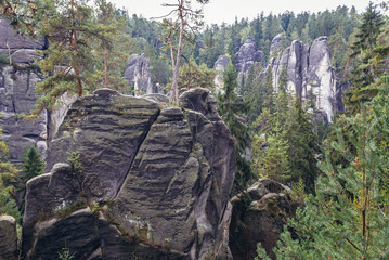 "Great Panorama" of Adrspach Rocks, part of Adrspach-Teplice landscape park in Broumov Highlands region of Czech Republic