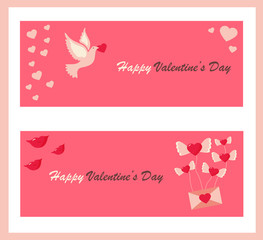 Holiday banners with symbols for Valentine's Day