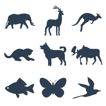 Animals icons set on white background.