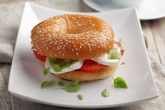 Bagel sandwich closeup