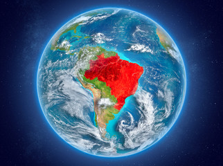 Brazil on planet Earth in space
