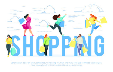 Fototapeta premium Shopping. Banner template with buyers.