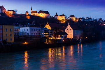 Fototapeta premium Burghausen and old castle, the Salzach