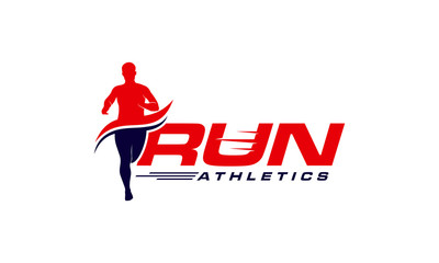 Fototapeta na wymiar Running Man silhouette Logo Designs, Marathon logo template, running club or sports club
