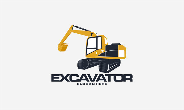 Excavator logo designs concept vector illustration