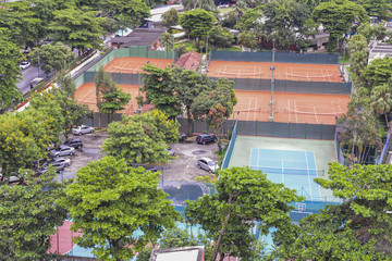 Fototapeta na wymiar Aerial view tennis courts