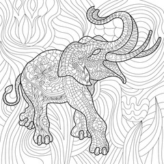 Elephant anti-stress coloring book for adults