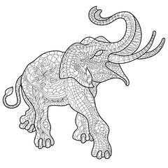 Elephant anti-stress coloring book for adults