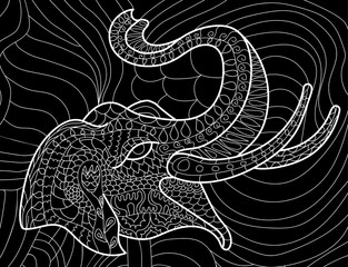 Fototapeta premium Elephant anti-stress coloring book for adults