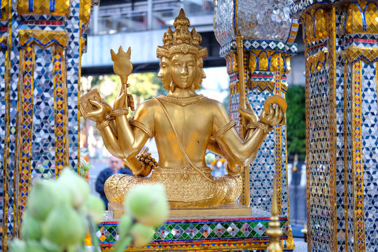 The Erawan Shrine in Bangkok. Thao Maha Phrom Shrine is a Hindu shrine in Bangkok