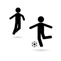 Fototapeta na wymiar Icon of football players with a black ball on a white background