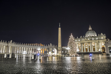 Christmas at St Peter's Basilica with starry sky (Rome, Italy)