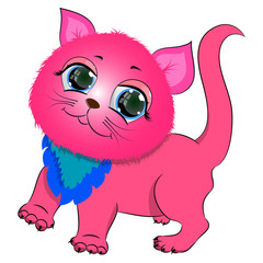  pink cute kitten vector 