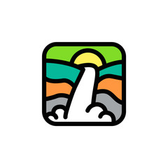 Waterfall Environment App Icon Logo Vector