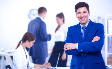 Business people sitting and discussing at business meeting