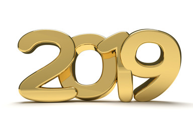 year 2019 golden bold 3d render isolated - 187269267