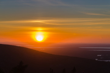 Sunset Over Hills and Landscape