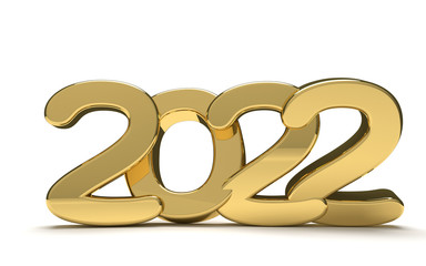 year 2022 golden bold 3d render isolated