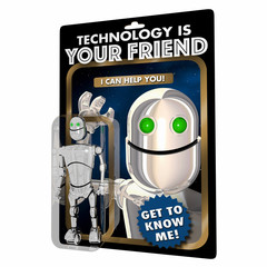 Technology is Your Friend Robot Android Action Figure 3d Illustration