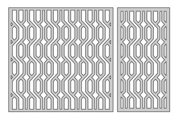 Set template for cutting. Braiding, weave pattern. Laser cut. Ratio 1:1, 1:2. Vector illustration.