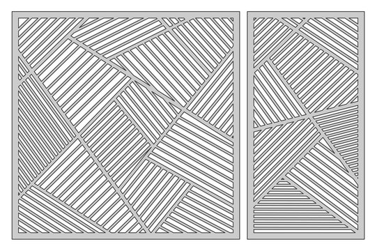 Set template for cutting. Abstract linear pattern. Laser cut. Ratio 1:1, 1:2. Vector illustration.
