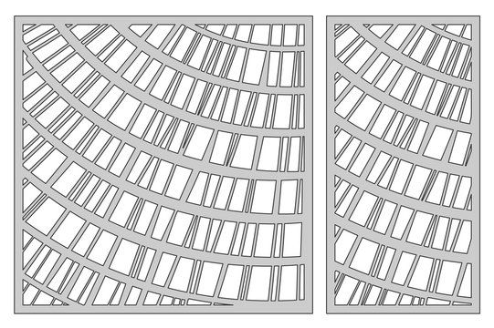 Set template for cutting. Abstract wavy line pattern. Laser cut. Ratio 1:1, 1:2. Vector illustration.