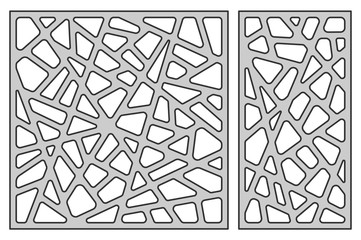 Set template for cutting. Abstract line pattern. Laser cut. Ratio 1:1, 1:2. Vector illustration.