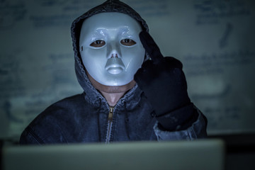 Hacker stealing password and identity, computer crime